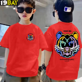 Savage Vibes Tiger Graphics Red Kids Drop Shoulder Tee
